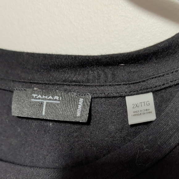 T Tahari Black Blouse with Floral Sleeves - Picture 2 of 6